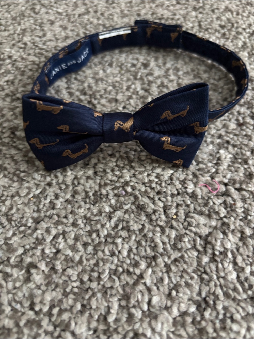 Janie and Jack Navy Bow Tie with Gold Dog Print